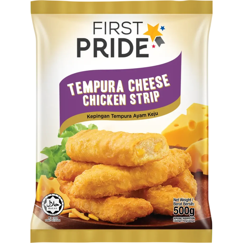 天妇罗芝士味鸡肉条 FIRST PRIDE TEMPURA CHEESE CHICKEN STRIP (500G X 20PKT)