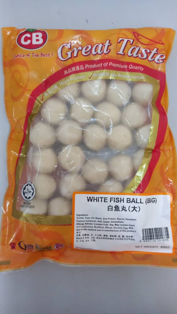 白鱼丸（大） CB WHITE FISH BALL (BIG) 40PCS ( 800Gx12PKT )